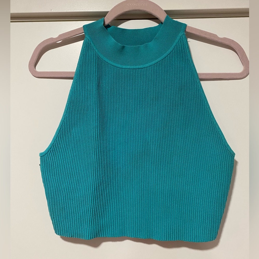 BABATON Sculpt Knit Mockneck Halter Top 🦋🐬